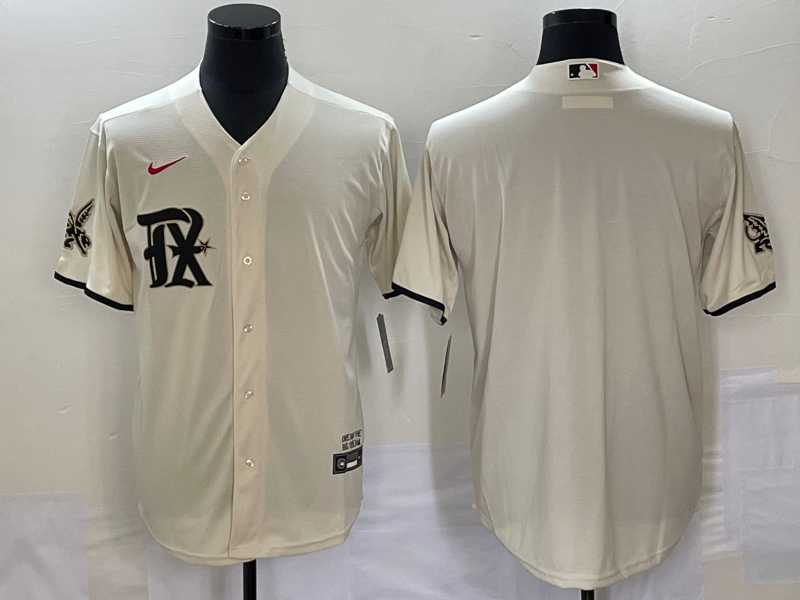 Men%27s Texas Rangers Blank Cream 2023 City Connect Cool Base Stitched Baseball Jerseys->texas rangers->MLB Jersey